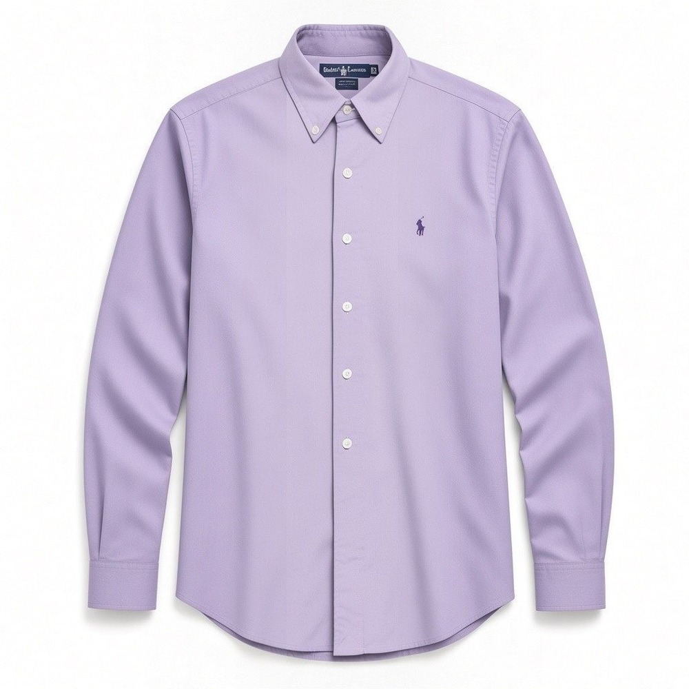 Ralph Lauren Yarmouth Mens 15.5 33 Purple Cotton Oxford Button Down Shirt Logo
